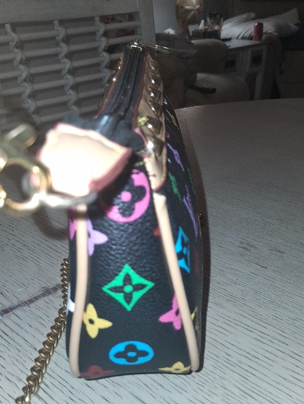 Black Multicolor Monogram Mini Bag with Gold Chain. Last Markdown. Firm Price - Picture 6 of 15